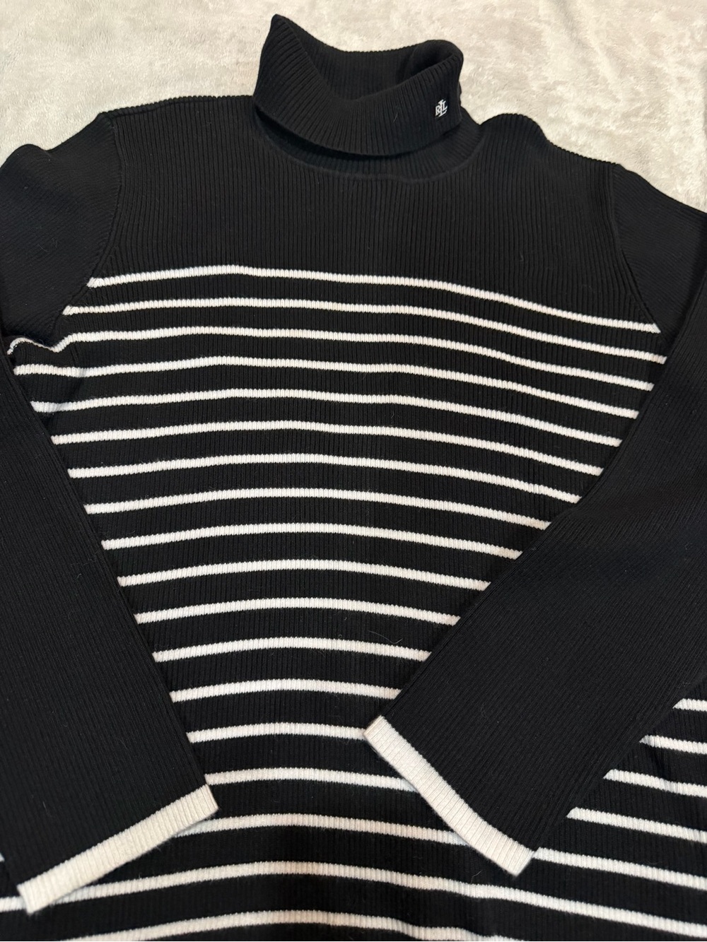 Lauren Ralph Lauren Black & White Striped Turtleneck Sweater - Men